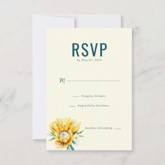 Elegante Turquoise Bloem RSVP Kaartje (Voorkant)