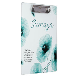 Elegante Turquoise Bloemen Klembord Aanpasbaar