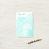 Elegante Turquoise bloemenbloem Waterverf Post-it® Notes (Op bureau)