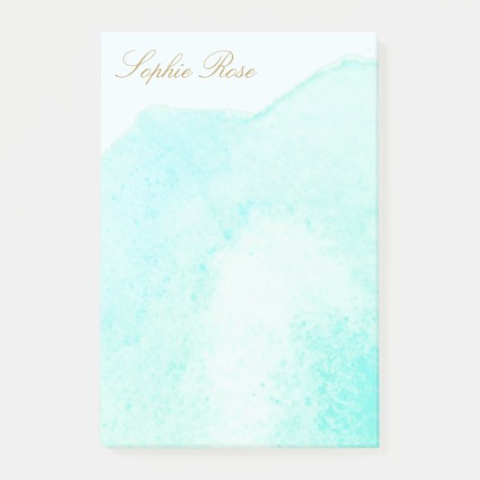 Elegante Turquoise bloemenbloem Waterverf Post-it® Notes (Voorkant)