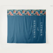 Elegante Turquoise Bloemenrand Wandkleed (Voorkant (horizontaal))