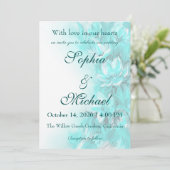 Elegante turquoise bloemige bruiloft kaart (Staand voorkant)