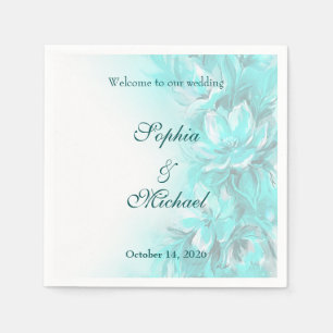 Elegante turquoise bloemige bruiloft servet