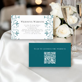 Elegante Turquoise Bloemige Trouwwebsite Bijlageka Informatiekaartje