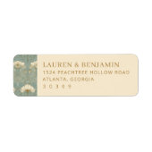 Elegante Turquoise Bloemmotief Etiket (Voorkant)