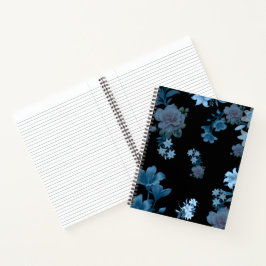 Elegante turquoise bloempatroon spiraalnotitieboek notitieboek