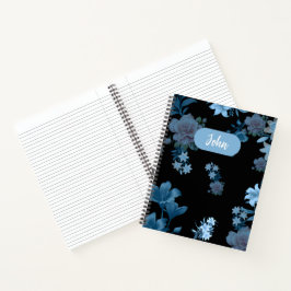 Elegante turquoise bloempatroon spiraalnotitieboek notitieboek