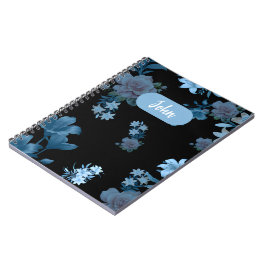 Elegante turquoise bloempatroon spiraalnotitieboek notitieboek