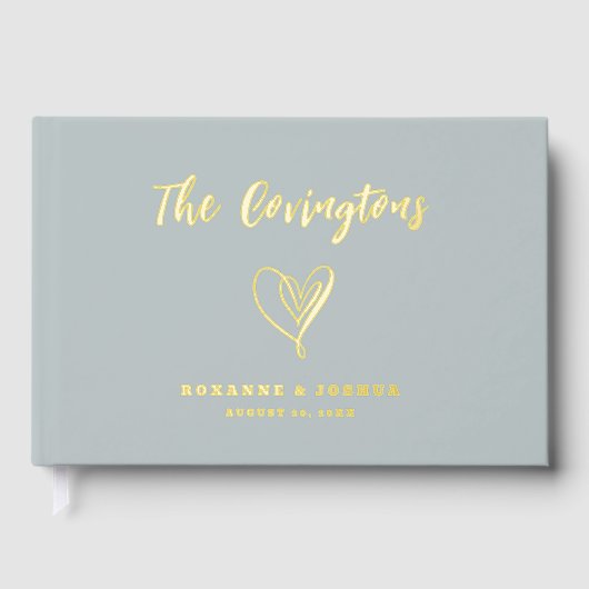 Elegante Turquoise Blue Script Wedding Guestbook Gastenboek (Voorkant)