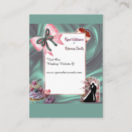 Elegante Turquoise & Blush Bloemen Bruiloft Bijkaa Informatiekaartje