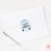 Elegante turquoise bruiloft ontwerp lichtblauw ronde sticker (Envelop)