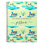 Elegante turquoise eenden scriptnaam Recept Notitieboek (Voorkant)
