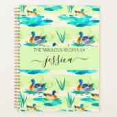 Elegante turquoise eenden scriptnaam Recept Planner (Voorkant)
