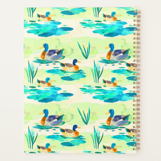 Elegante turquoise eenden scriptnaam Recept Planner (Achterkant)