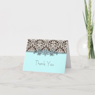Elegante turquoise en bruine bedankkaartjes bedankkaart