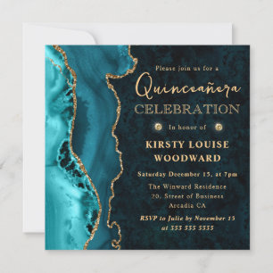 Elegante turquoise en gouden glinsterende agaat Qu Kaart