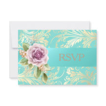 Elegante turquoise en gouden lavendel RSVP bloem