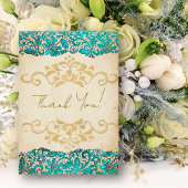 Elegante Turquoise en Gouden  Stijl Trouwen Bedankkaart