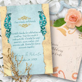 Elegante Turquoise en Gouden  Stijl Trouwen Bedankkaart