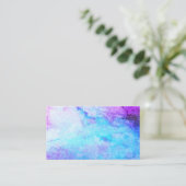 Elegante turquoise en paarse waterverf kunst visitekaartje (Staand voorkant)