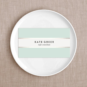 Elegante Turquoise en Silver Striped Professional Visitekaartje