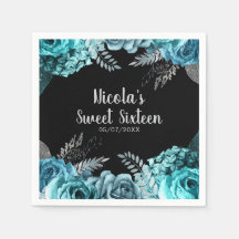 Elegante turquoise en zilveren bloemen Sweet Sixte