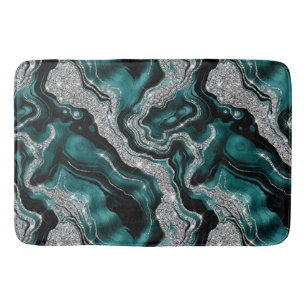 Elegante turquoise en zilveren glinsterende agaatp badmat