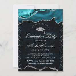 Elegante turquoise en zilveren marmeren agaat afst kaart