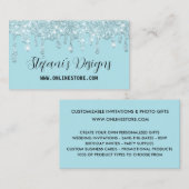 Elegante Turquoise Faux glitter Drips Online Store Visitekaartje (Voorkant / Achterkant)