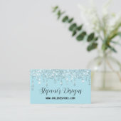 Elegante Turquoise Faux glitter Drips Online Store Visitekaartje (Staand voorkant)