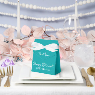 Elegante Turquoise Gelukkig met je Pensioen Bedank Bedankdoosjes