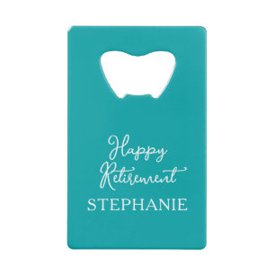 Elegante Turquoise Geluksverjaardag Pensioenfeest Creditkaart Flessenopener