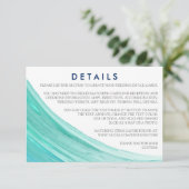 Elegante Turquoise getijden strand bruiloft detail Informatiekaartje (Staand voorkant)
