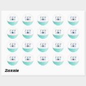Elegante Turquoise getijden strand bruiloft gunst Ronde Sticker (Vel)