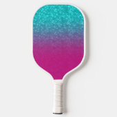 Elegante Turquoise Glitter Hot Pink Ombre Naam Pickleball Paddle (Achterkant)