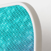 Elegante Turquoise Glitter Hot Pink Ombre Naam Pickleball Paddle (Links Detail)