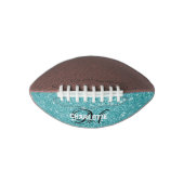Elegante turquoise glitter monogram naam football (Voorkant)