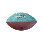 Elegante turquoise glitter monogram naam football (Gedraaid 270)