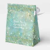 Elegante Turquoise Glitter, Quinceanera Bedankdoosjes (Achterkant)
