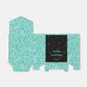 Elegante Turquoise Glitter, Zoete Zestien, Douane Bedankdoosjes (Uitgevouwen)