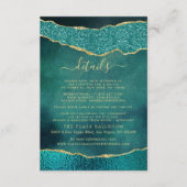 Elegante Turquoise & Gold Agaat bruiloft detail Informatiekaartje (Voorkant)