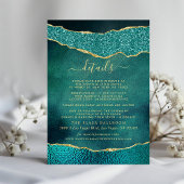Elegante Turquoise & Gold Agaat bruiloft detail Informatiekaartje
