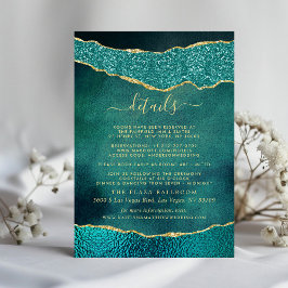 Elegante Turquoise & Gold Agaat bruiloft detail Informatiekaartje