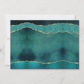 Elegante Turquoise & Gold Agaat trouwfoto Bedankkaart (Achterkant)