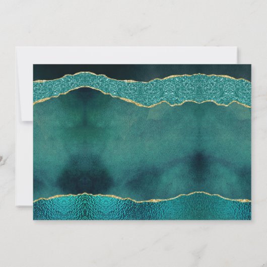 Elegante Turquoise & Gold Agaat trouwfoto Save The Date (Achterkant)