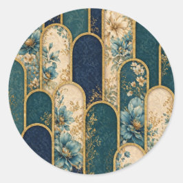 Elegante Turquoise & Gouden Bloemenboog Sticker