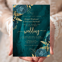 Elegante turquoise gouden bloemige bruiloft