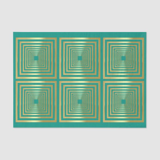 Elegante turquoise gouden geschenkverpakking Weefs Tissuepapier (Voorkant)