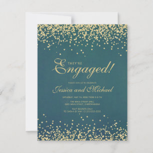 Elegante turquoise gouden glitter bruiloft verlovi kaart
