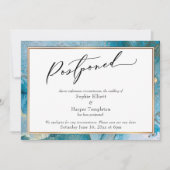 Elegante Turquoise & Gouden Inkt Uitgestelde Trouw Kaart (Voorkant)